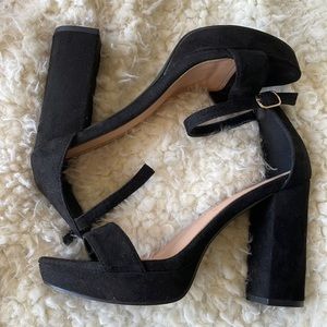 Suede platform heels